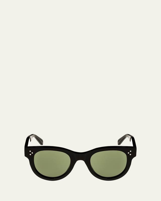 Studded Acetate Sunglasses w/ Mineral Lenses, Black